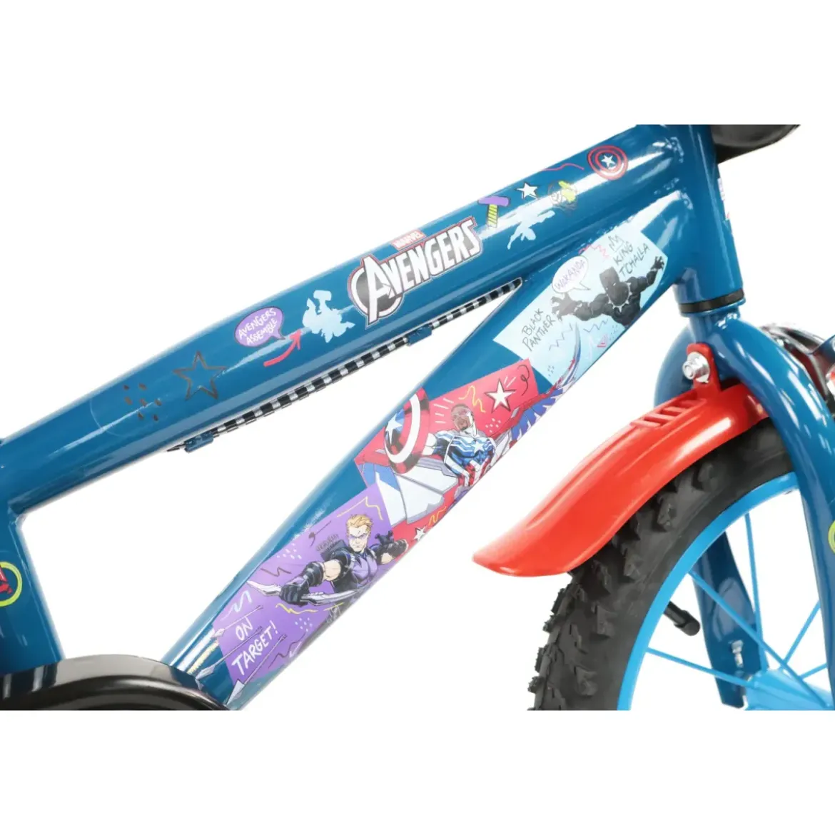 Bicicletta Bambini 14" Avengers Azzurro Rotelle Removibili Parafanghi