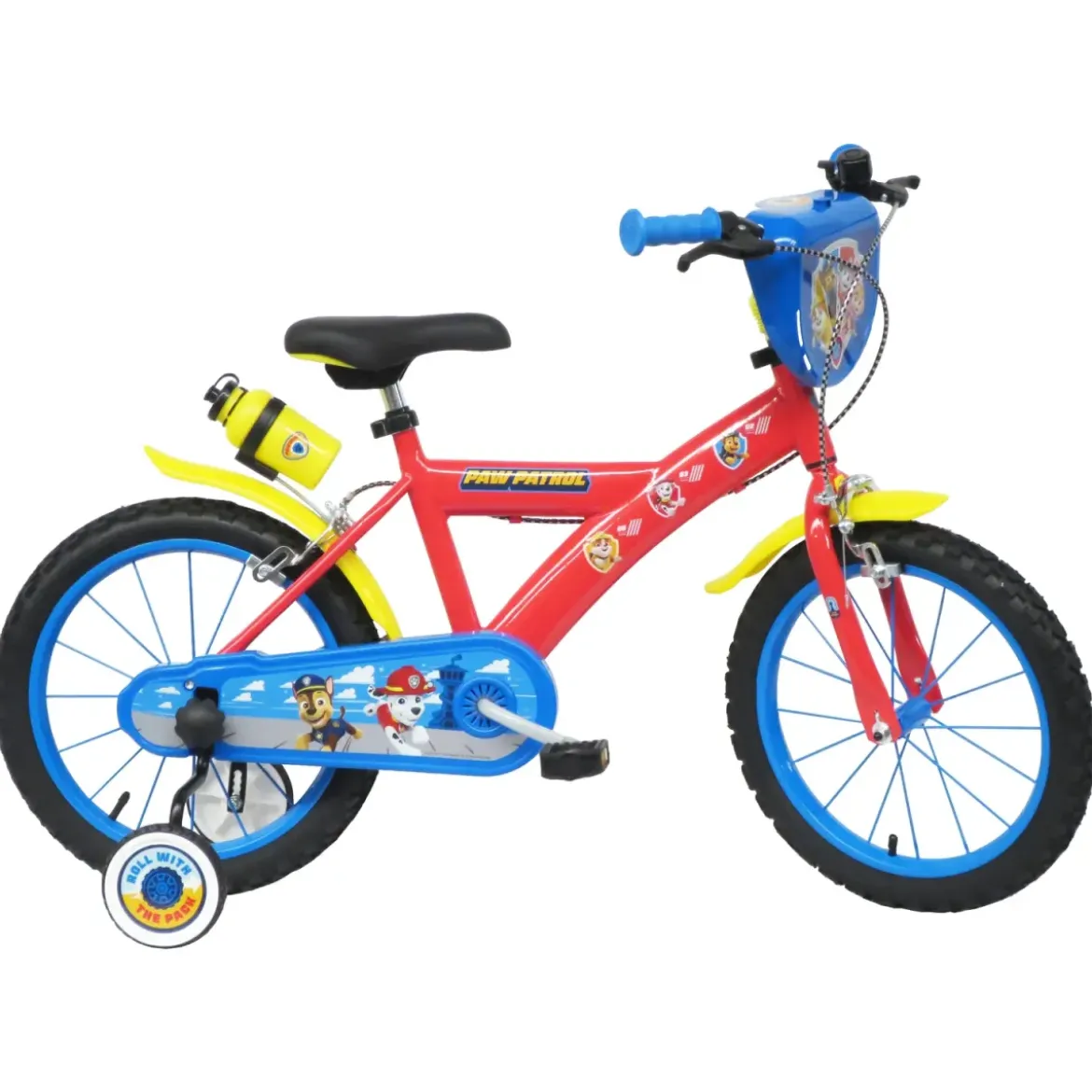 Bicicletta Bambini 16" Paw Patrol Rosso Rotelle Removibili Borraccia
