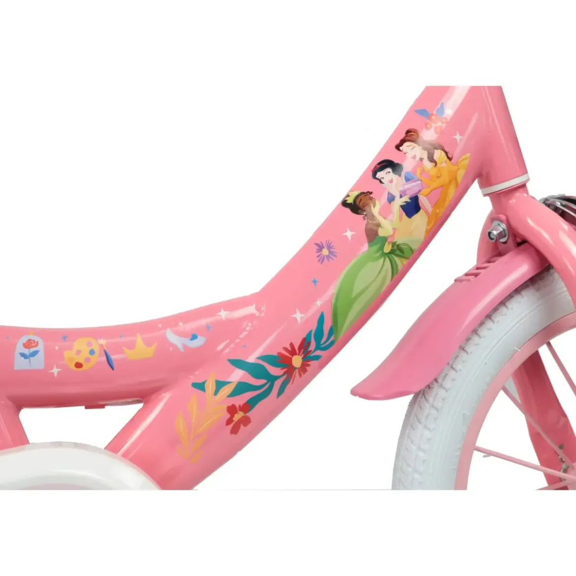 Bicicletta Bambini 12" Principesse Disney Rosa Rotelle Cestino Sedile