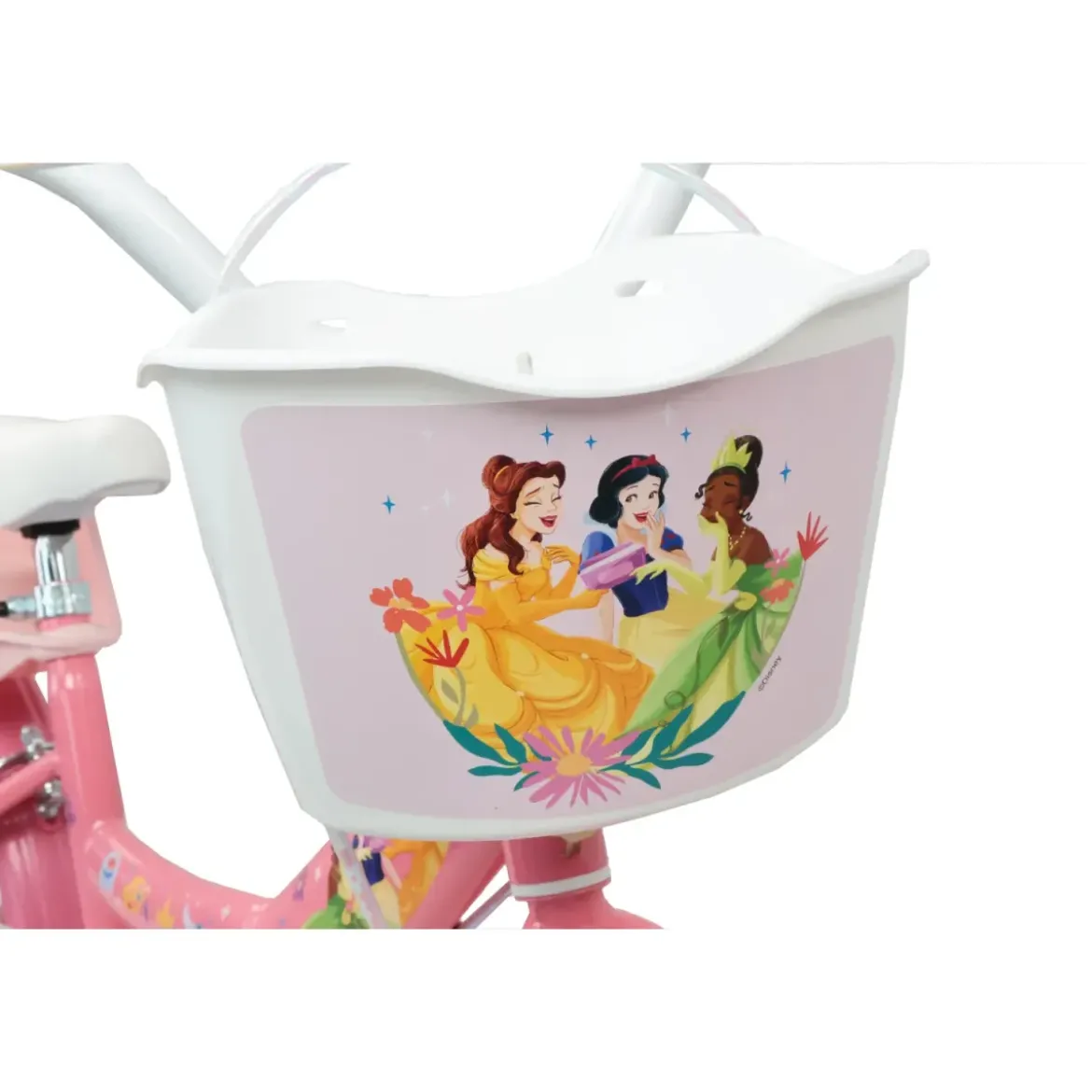 Bicicletta Bambini 12" Principesse Disney Rosa Rotelle Cestino Sedile