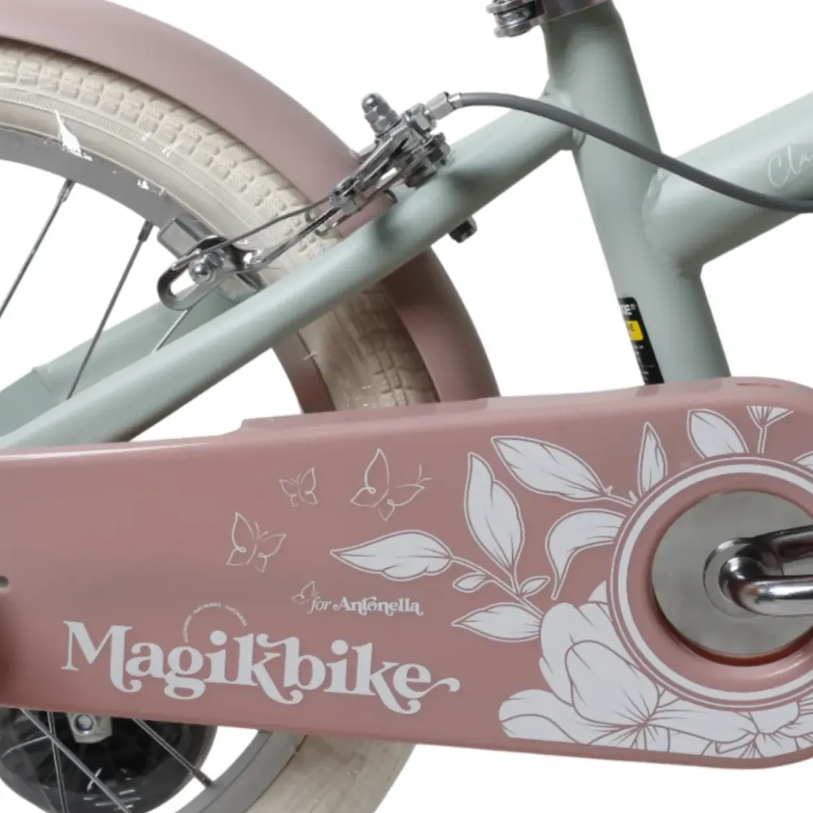 Bicicletta 16" Bambini Rotelle Removibili Verde Regolabile Cestino