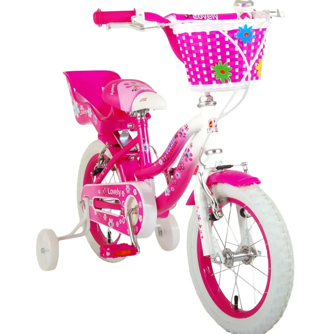 Bicicletta Bambini 14" Sportiva Rosa Rotelle Removibili Borraccia