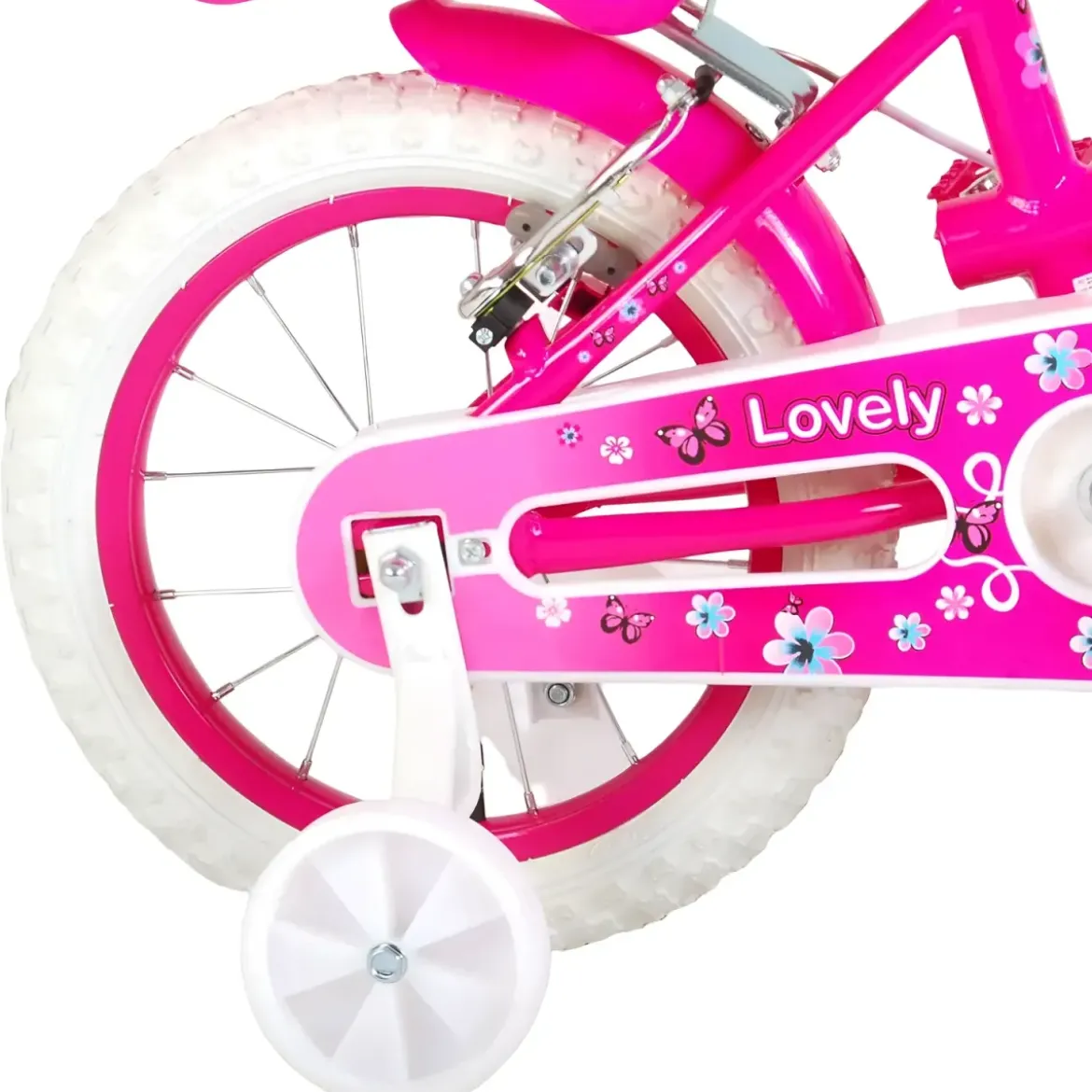 Bicicletta Bambini 14" Sportiva Rosa Rotelle Removibili Borraccia