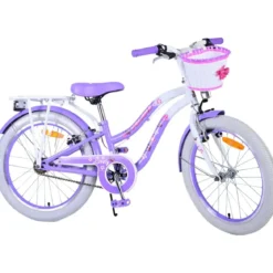 Bicicletta Bambini 20" Sportiva Viola Cestino Portapacchi Cavalletto