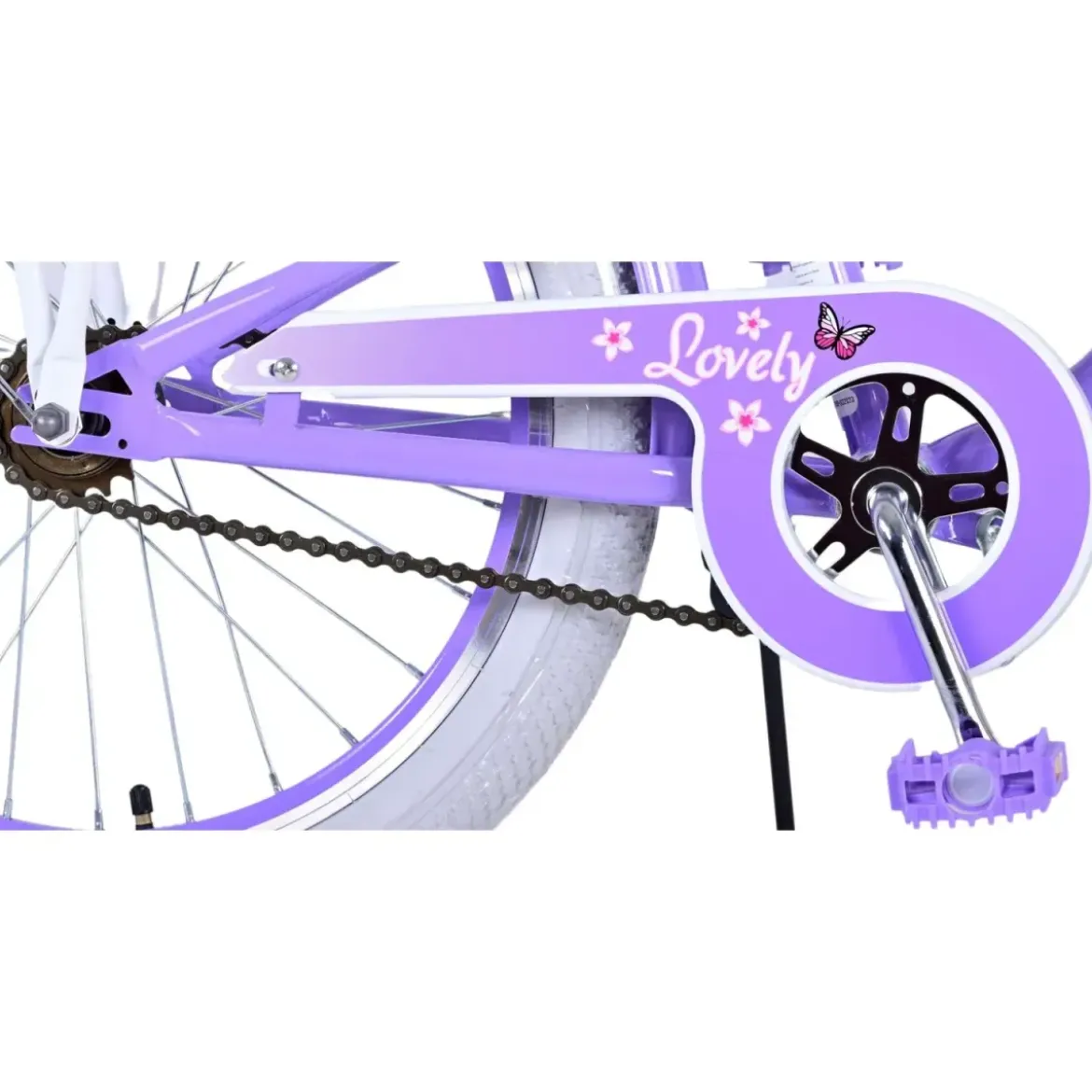 Bicicletta Bambini 20" Sportiva Viola Cestino Portapacchi Cavalletto
