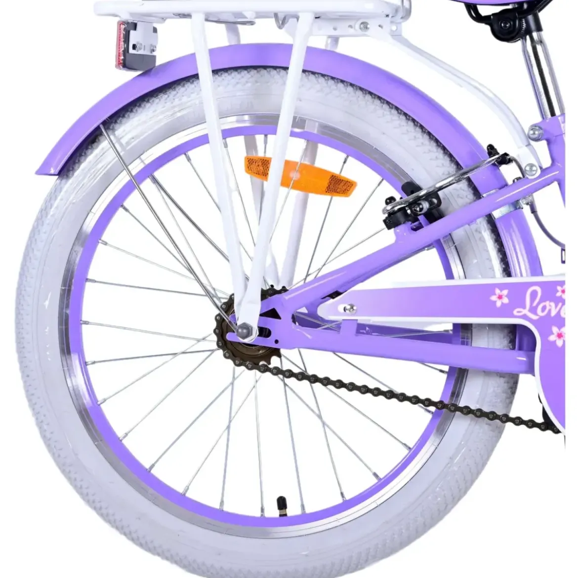 Bicicletta Bambini 20" Sportiva Viola Cestino Portapacchi Cavalletto