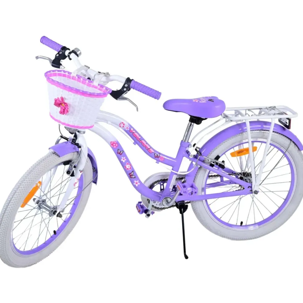 Bicicletta Bambini 20" Sportiva Viola Cestino Portapacchi Cavalletto