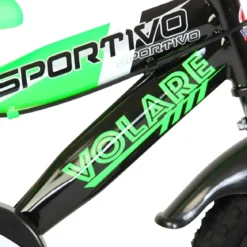 Bicicletta Bambini 12" Sportiva Verde Rotelle Removibili Borraccia