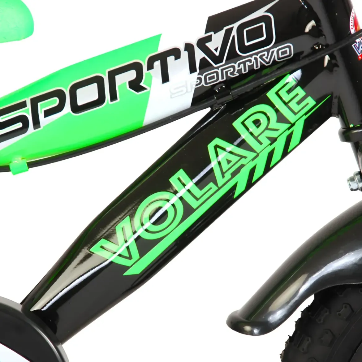 Bicicletta Bambini 12" Sportiva Verde Rotelle Removibili Borraccia