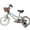 Bicicletta 14" Bambini Verde Regolabile Rotelle Cestino Freni Caliper