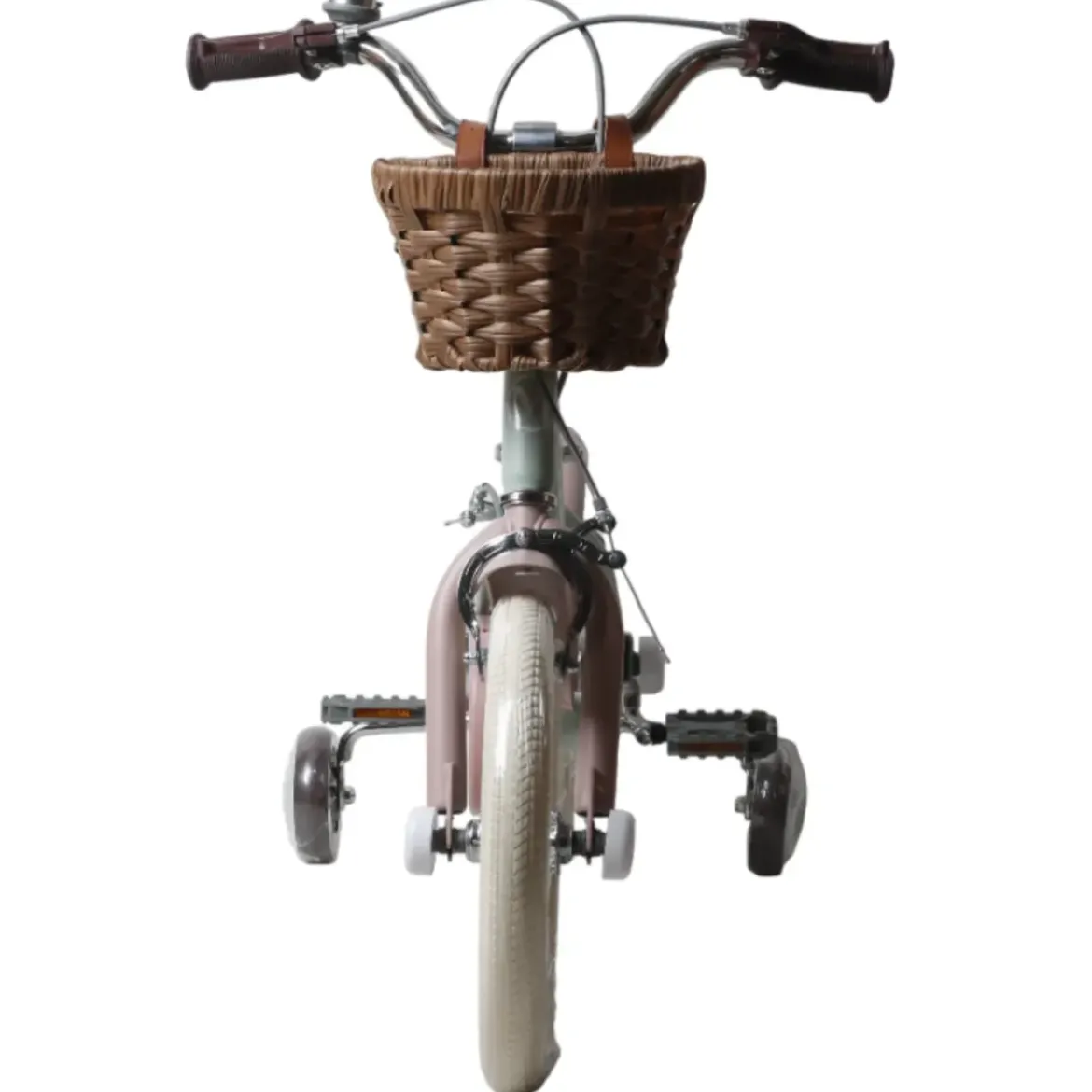 Bicicletta 14" Bambini Verde Regolabile Rotelle Cestino Freni Caliper