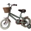 Bicicletta 12" Bambini Verde Sella Manubrio Regolabile Rotelle Cestino