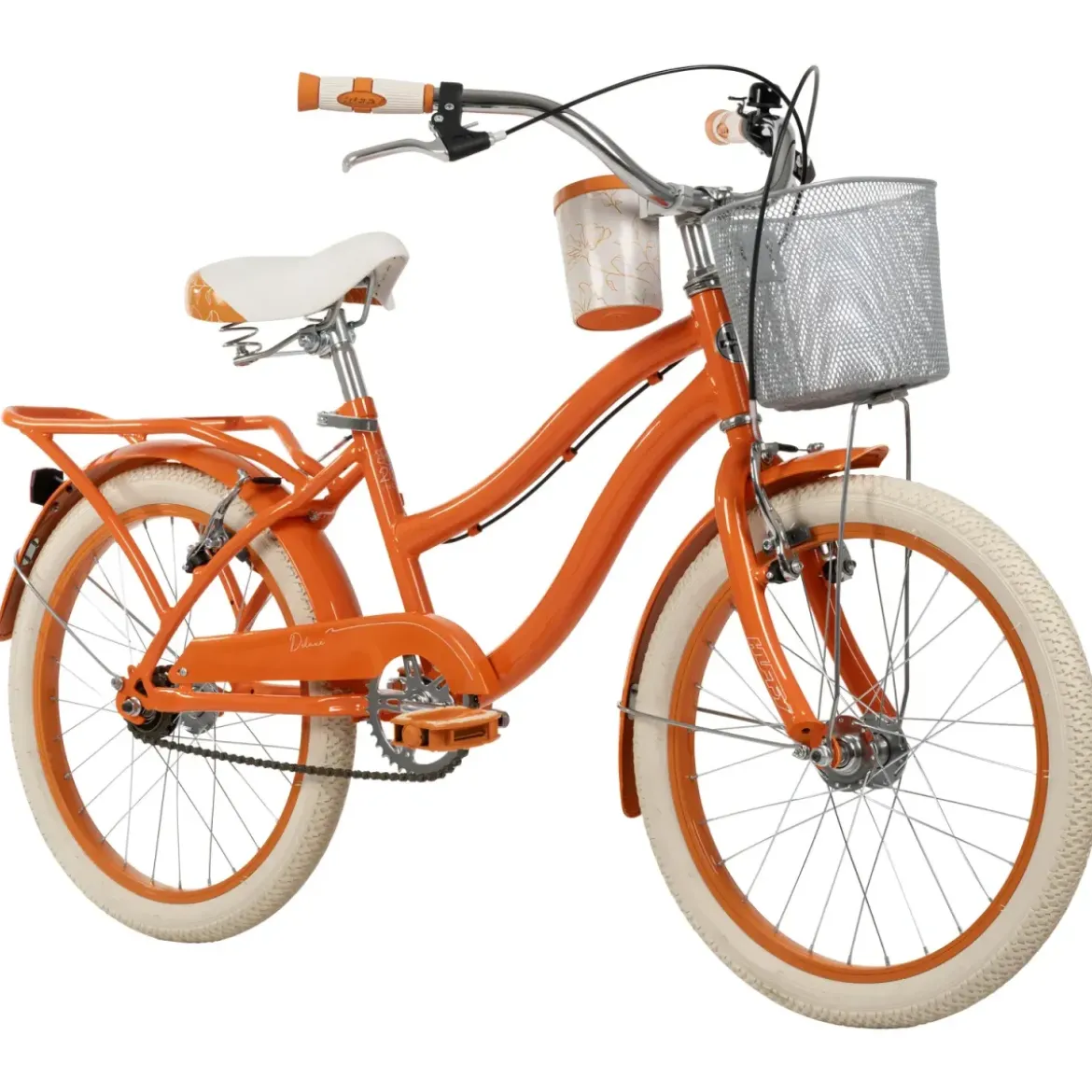 Bicicletta con Cestino Portapacchi 20" per Bambini Arancione 6-8 Anni