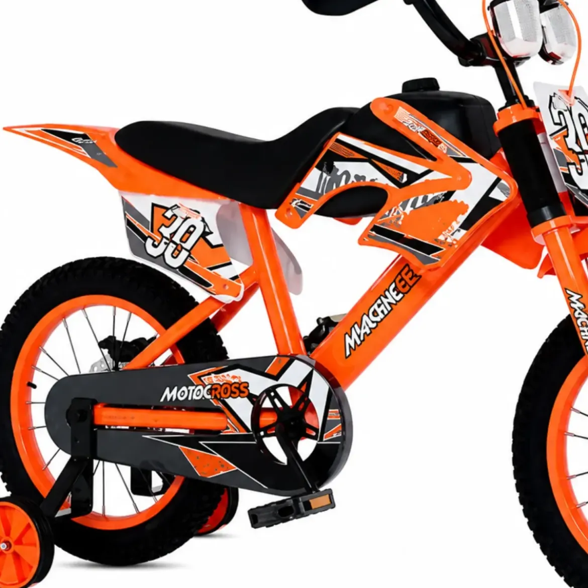 Bicicletta da Cross per Bambini 16" Arancione con Freni a Disco Rotelle