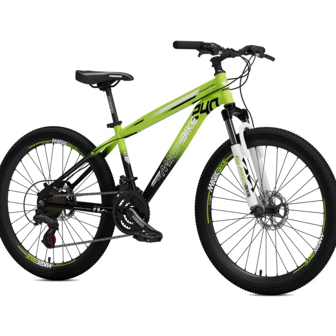 Bicicletta Mountain Bike Bambini 24" Verde Cambio Shimano Cavalletto