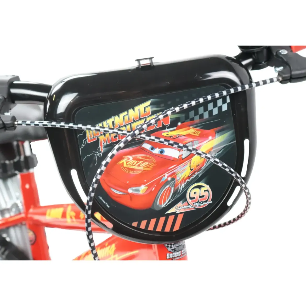 Bicicletta per Bambini 16" Cars Rosso Nero Rotelle Borraccia Trombetta