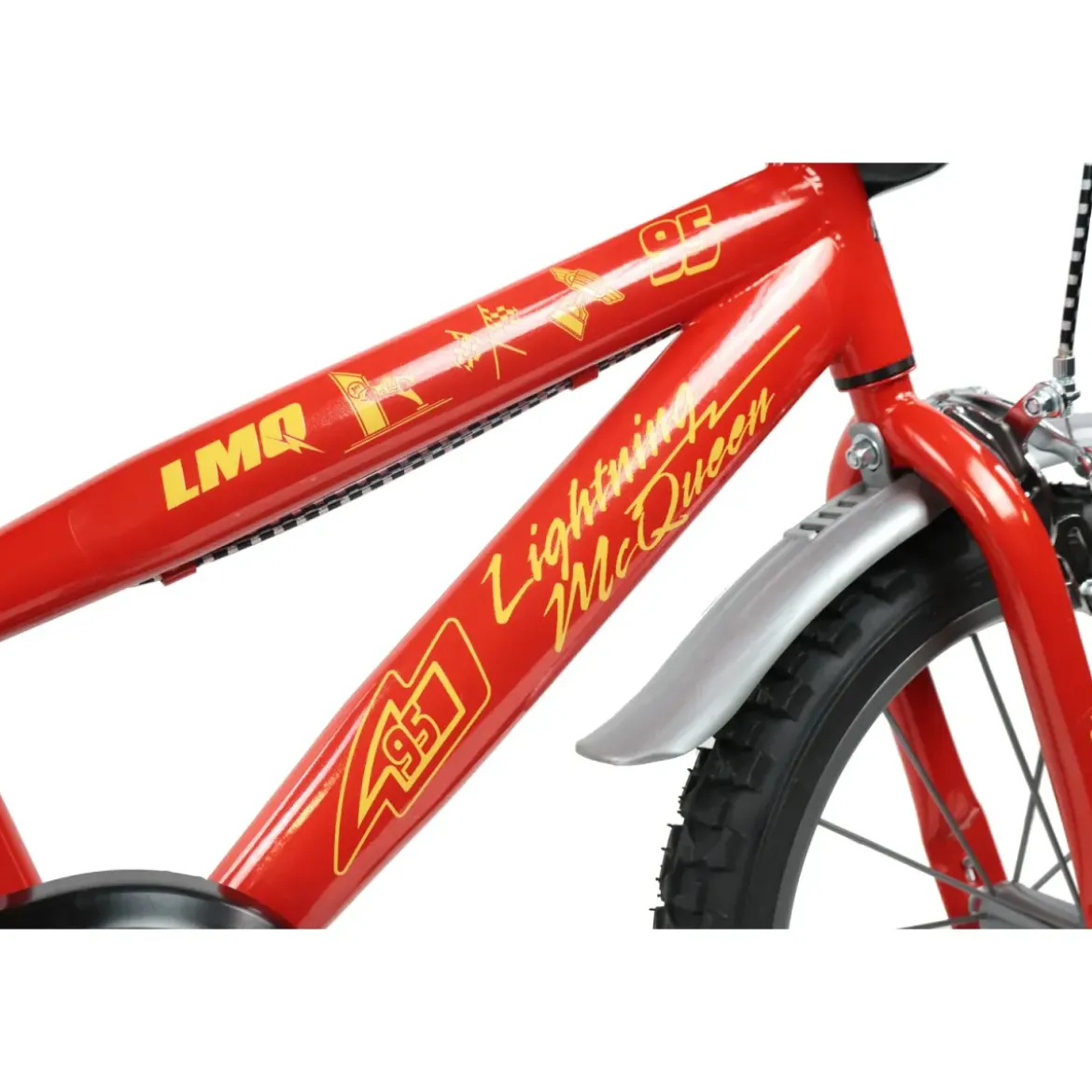 Bicicletta per Bambini 16" Cars Rosso Nero Rotelle Borraccia Trombetta