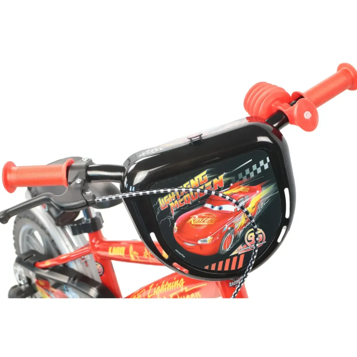 Bicicletta per Bambini 12" Cars Rosso Nero Rotelle Borraccia Trombetta