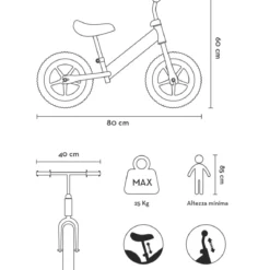 Bicicletta per Bambini Evolutiva Senza Pedali Rosso Balance Bike