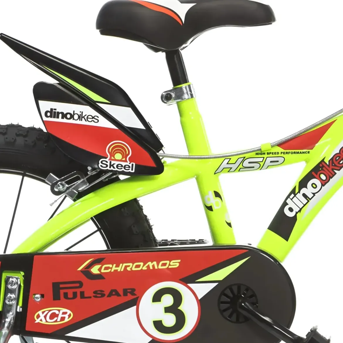 Bicicletta per Bambini 14" Freni Doppi Rotelle in Acciaio Giallo Rosso