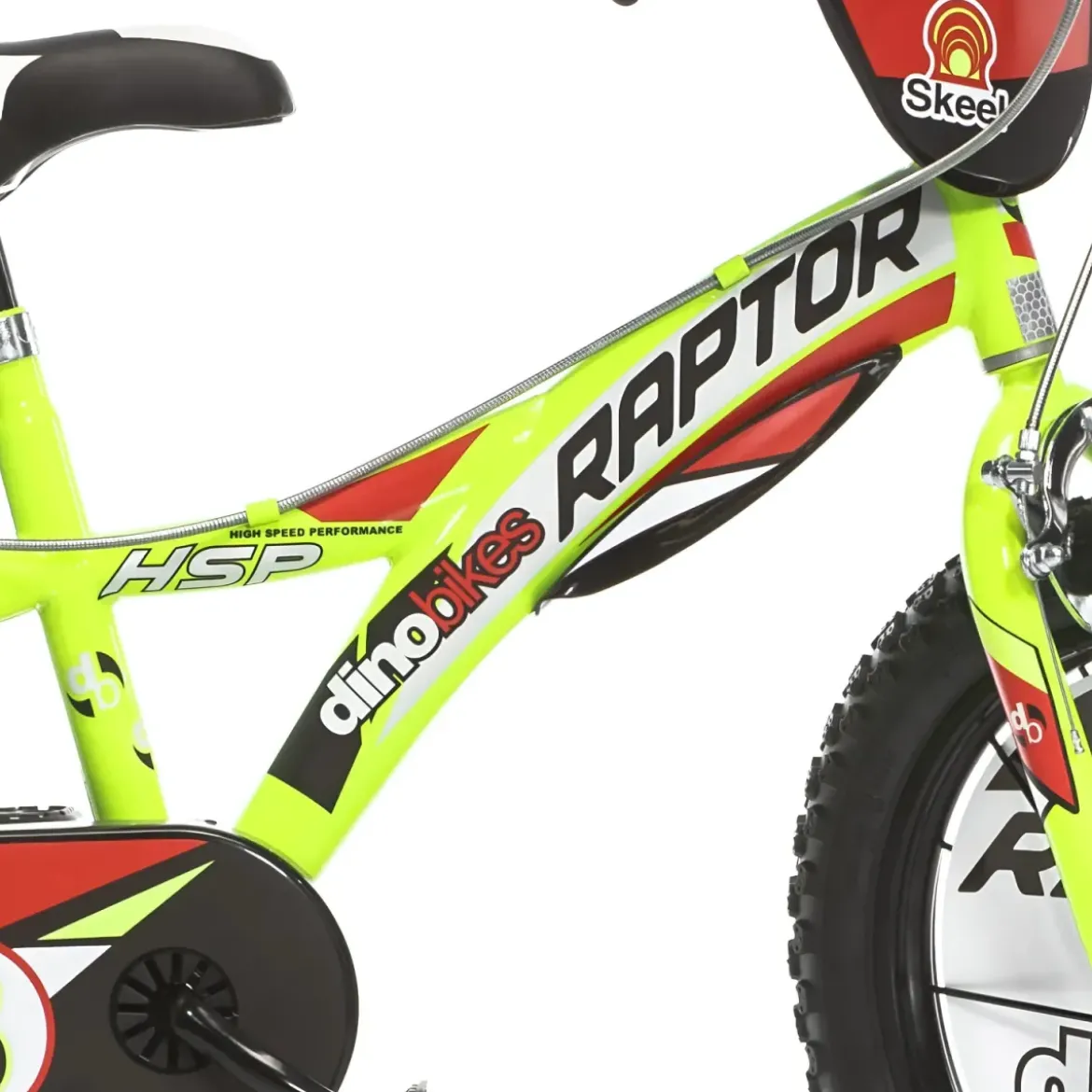 Bicicletta per Bambini 14" Freni Doppi Rotelle in Acciaio Giallo Rosso