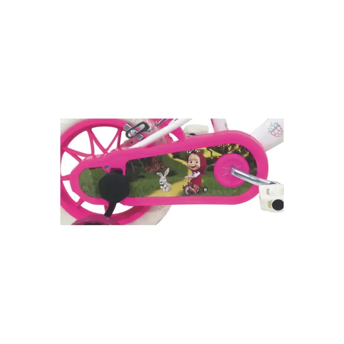 Bicicletta per Bambini 12" Masha e Orso Bianco con Portabambola Rotelle