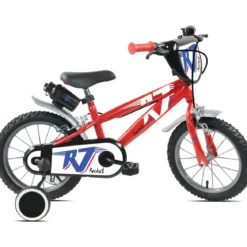 Bicicletta per Bambini 14" Rosso Rocket Rotelle Borraccia Trombetta
