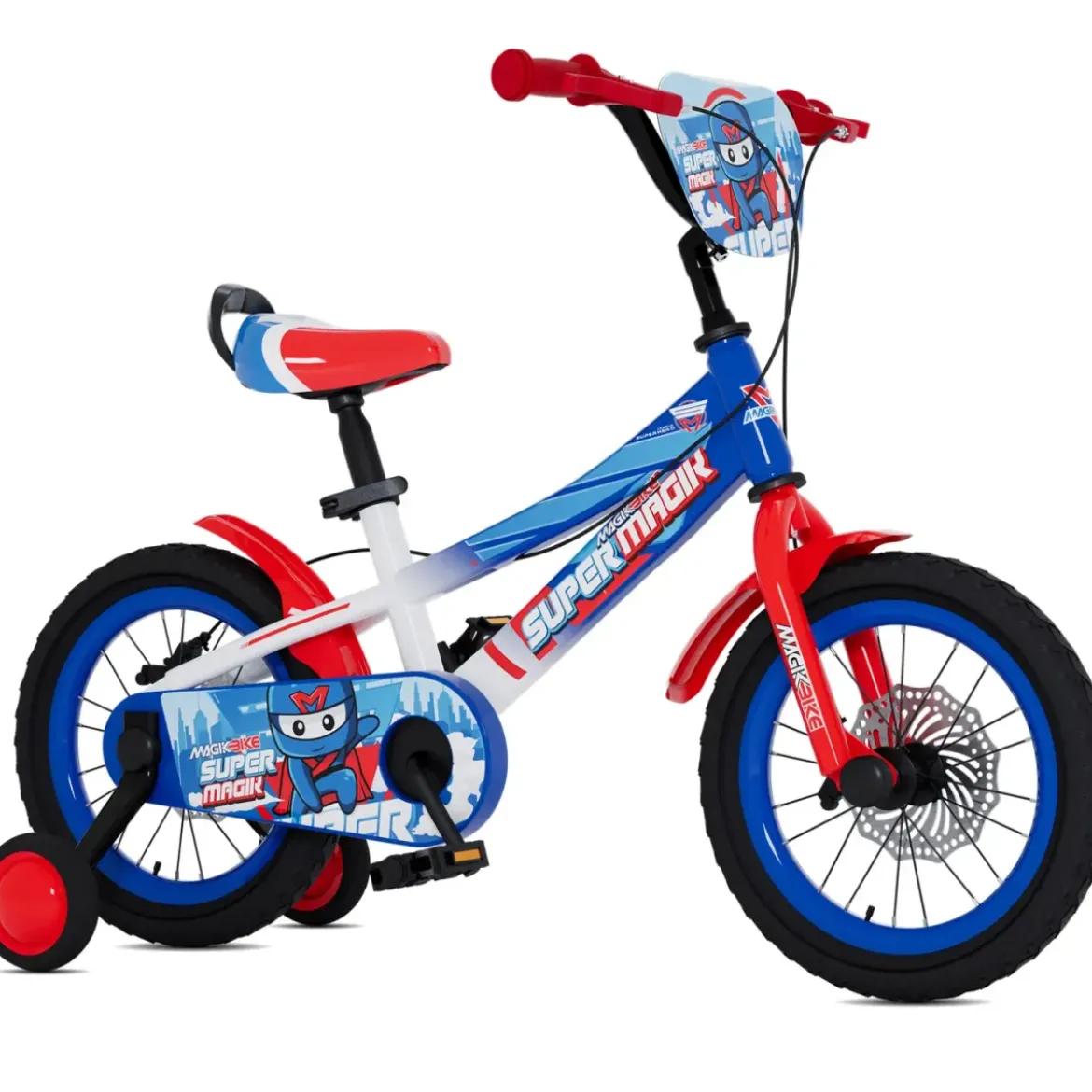 Bicicletta per Bambini Super Magik 14" Stabilizzatori Freno a Disco