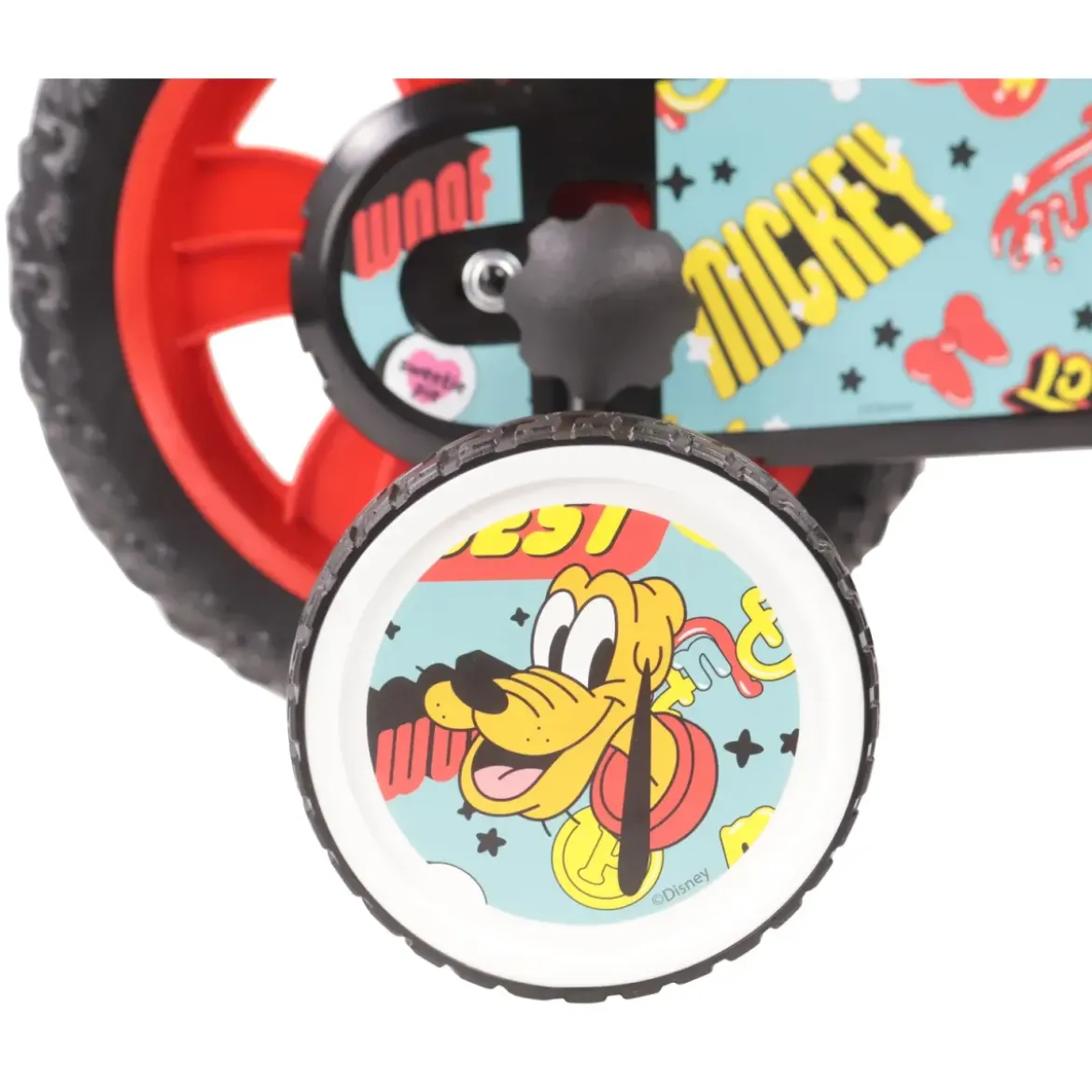 Bicicletta per Bambini 12" Topolino Disney Rosso Rotelle Borraccia