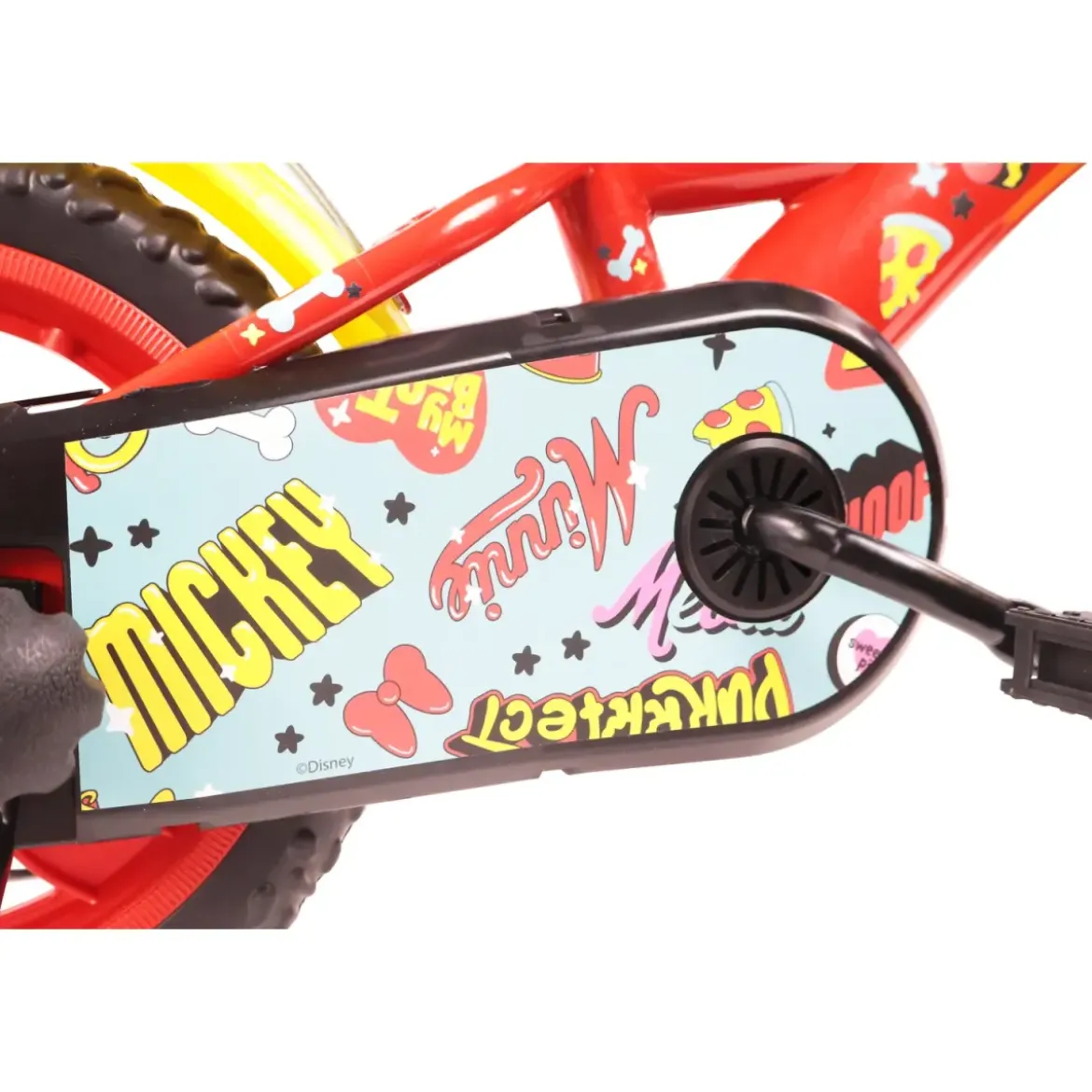 Bicicletta per Bambini 12" Topolino Disney Rosso Rotelle Borraccia