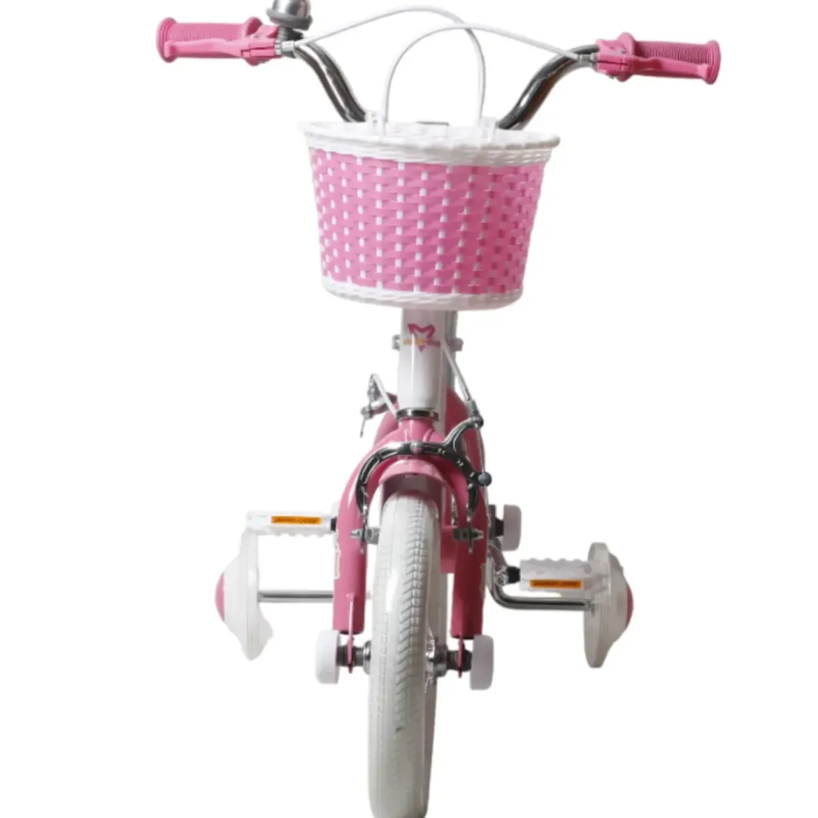 Bicicletta per Bambini 12" Unicorno Rosa Bianco con Rotelle Cestino
