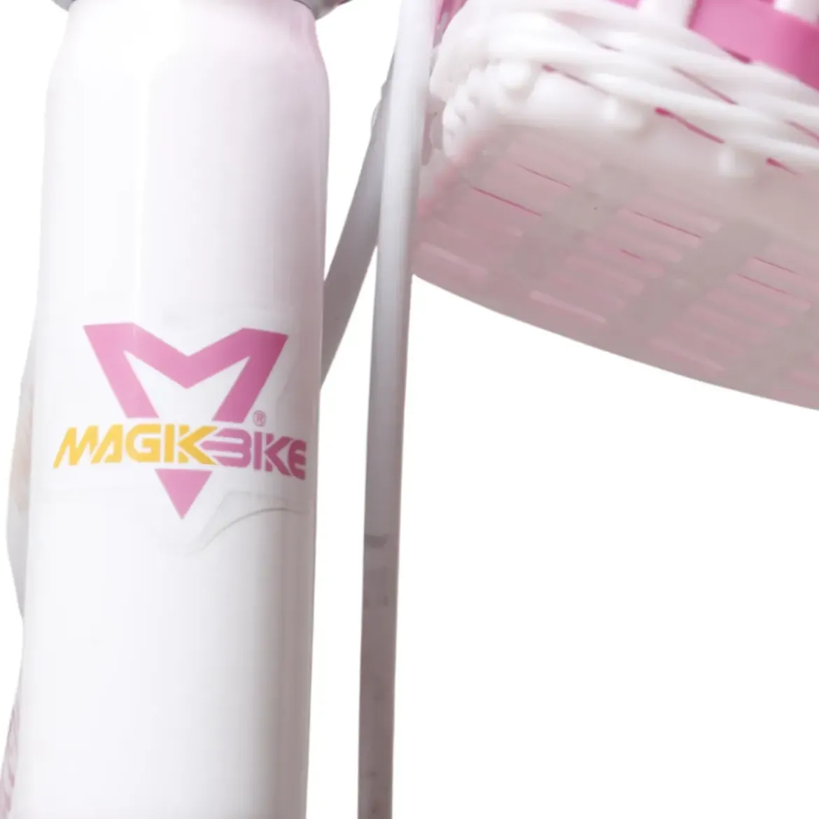 Bicicletta per Bambini 12" Unicorno Rosa Bianco con Rotelle Cestino