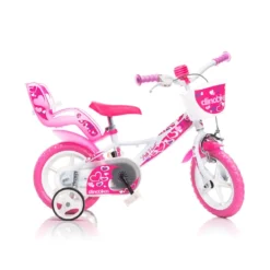 Bicicletta 12 Pollici Piccoli Cuori per Bambina Dino Bikes Rotelle Freno Cestino