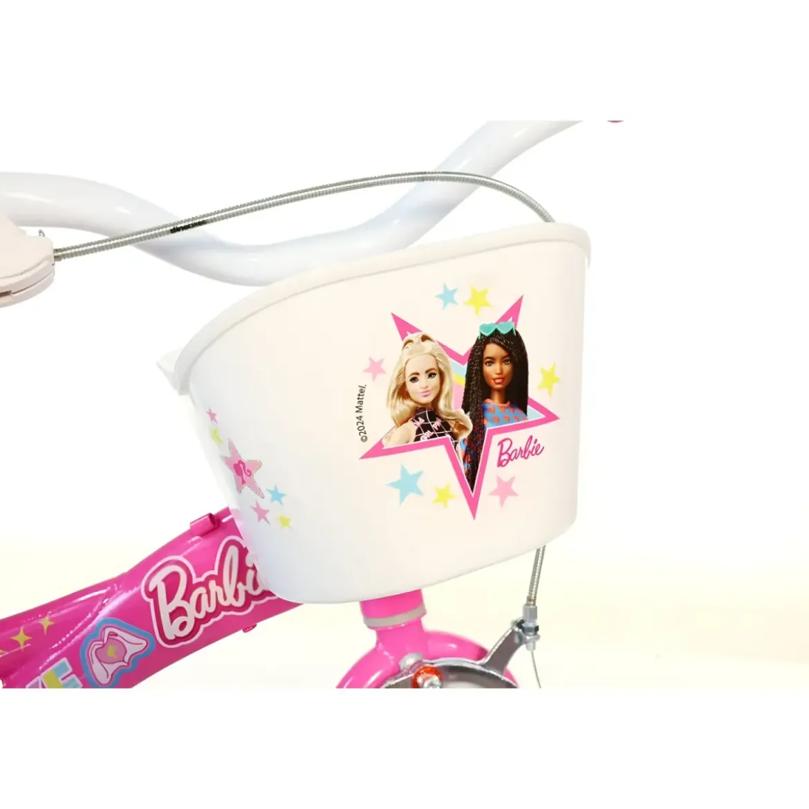 Bicicletta Rotelle Barbie 12" per Bambini Rosa con Cestino Seggiolino