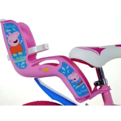 Bicicletta Rotelle 14" per Bambine Peppa Pig Rosa Cestino Seggiolino