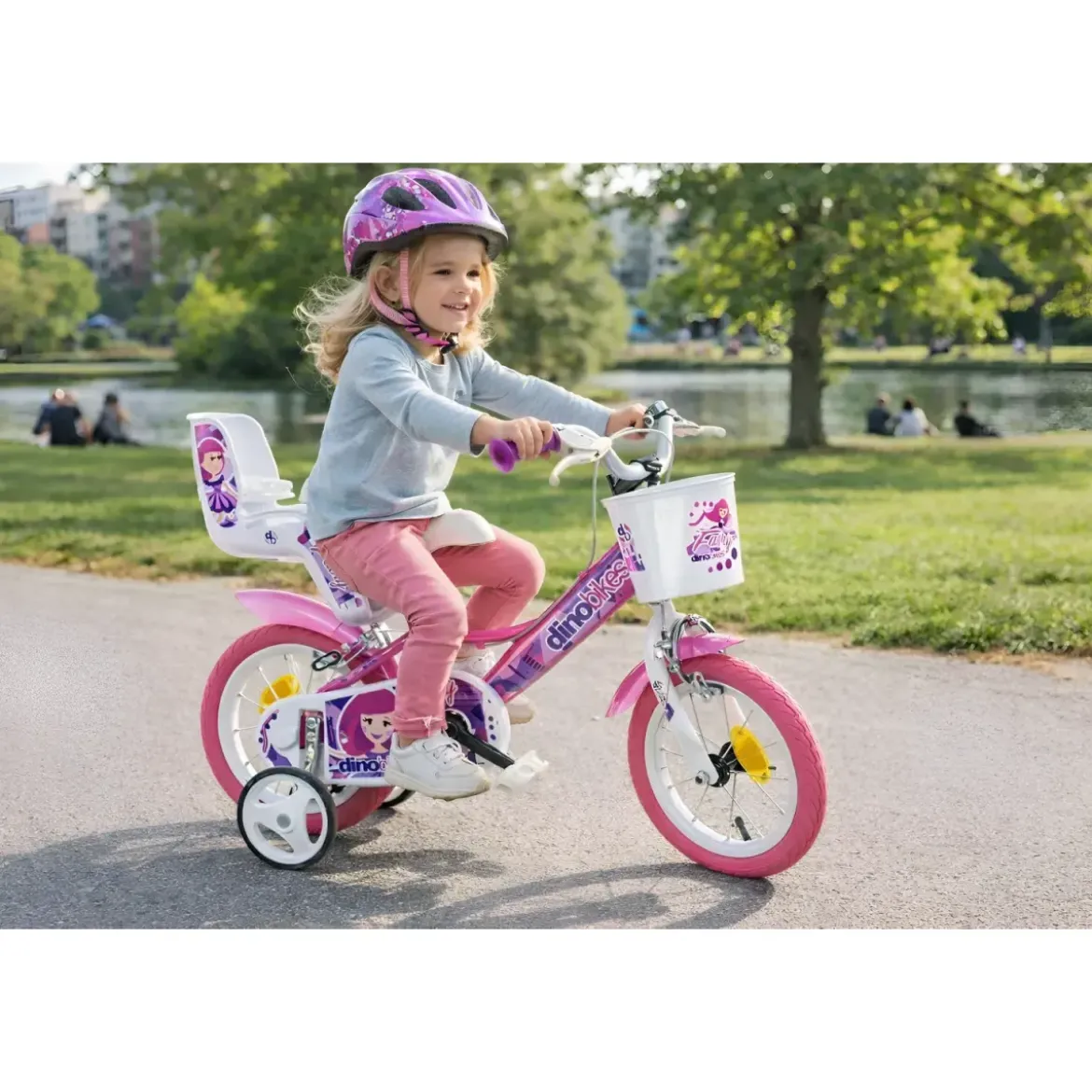 Bicicletta Rotelle per Bambine 12" Fairy Rosa Telaio Acciaio 2 Freni