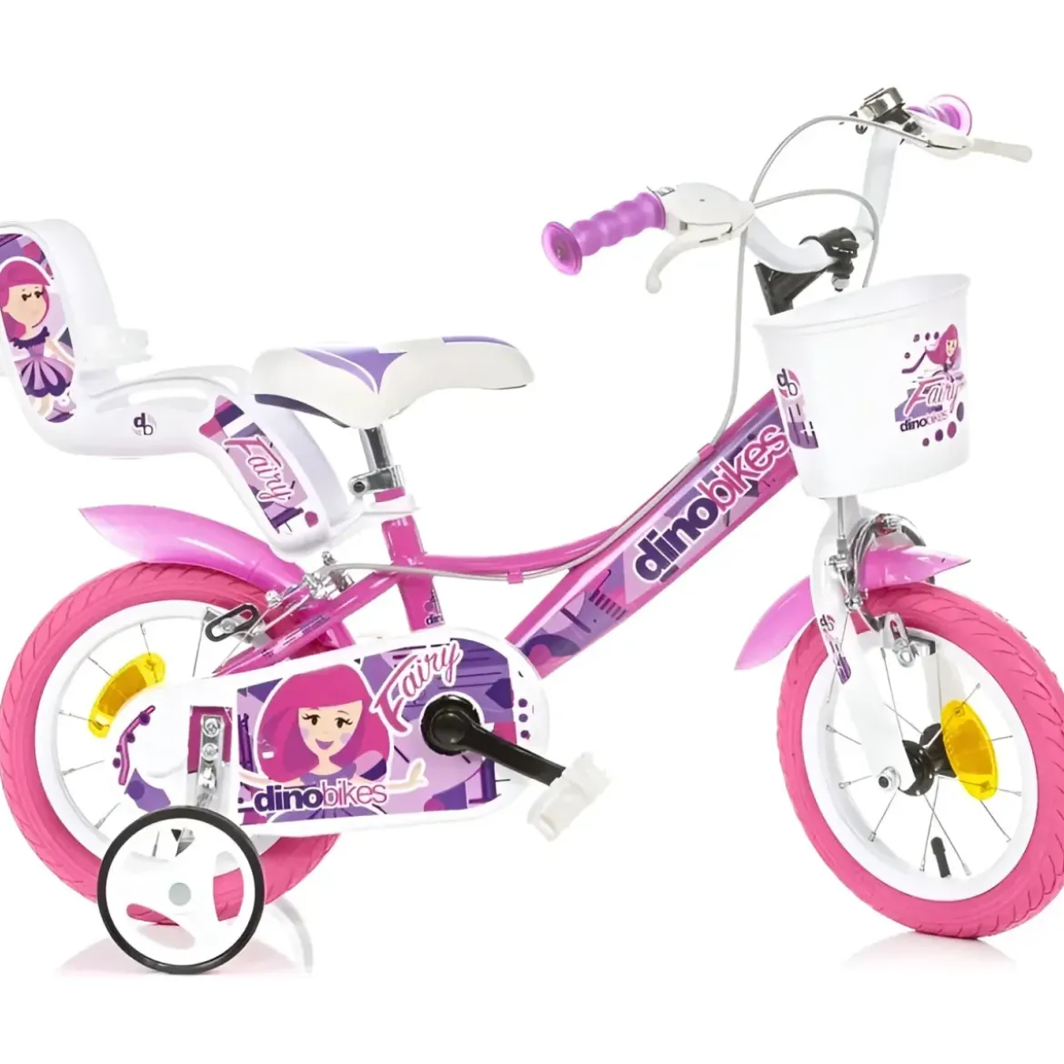 Bicicletta Rotelle per Bambine 12" Fairy Rosa Telaio Acciaio 2 Freni