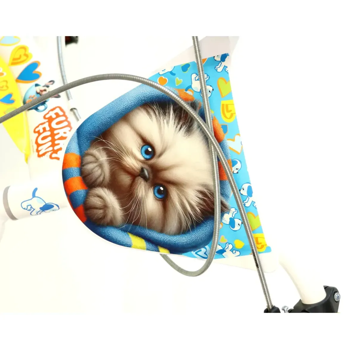 Bicicletta Rotelle per Bambini 14" Furry Fun Bianco Porta Borraccia