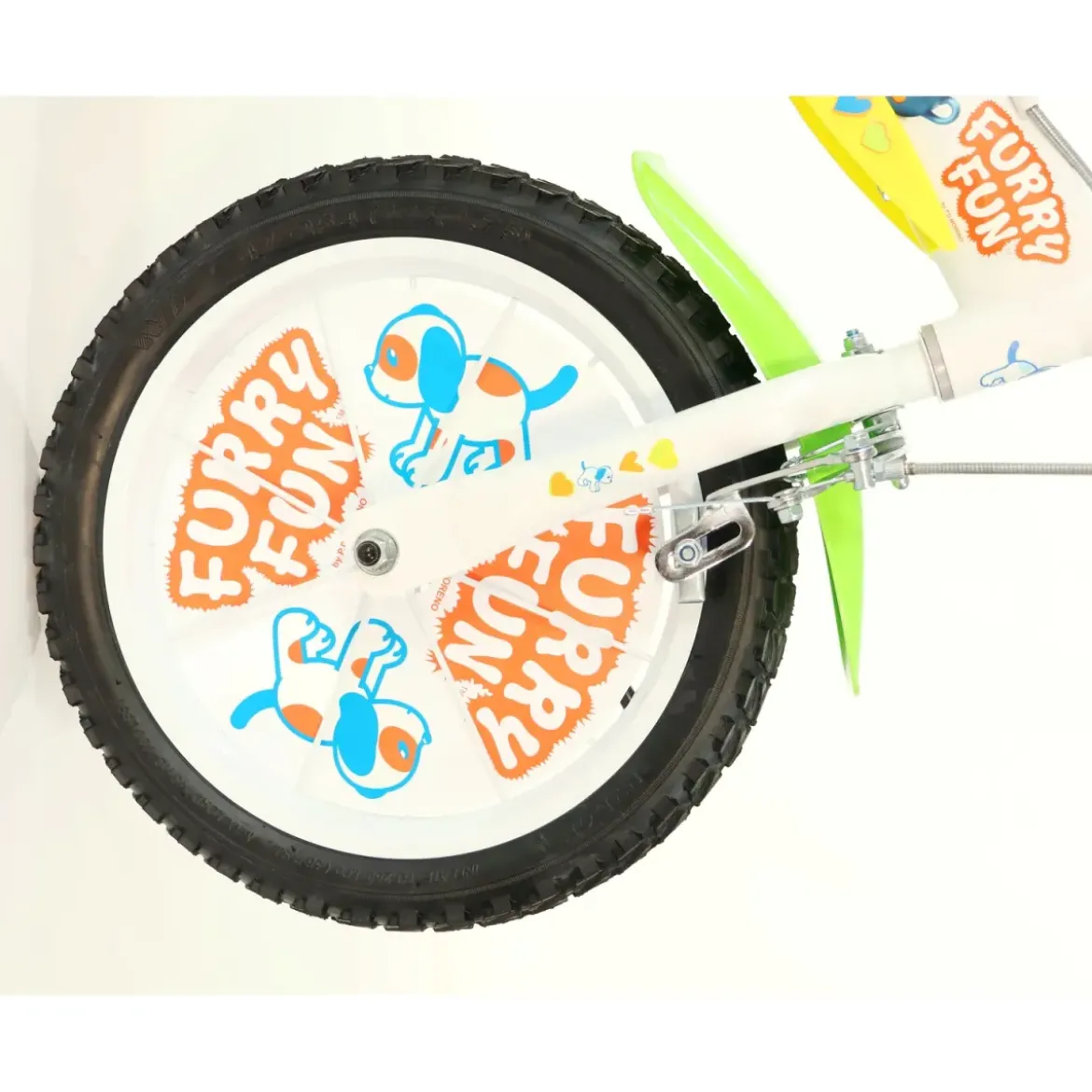 Bicicletta Rotelle per Bambini 16" Furry Fun Bianco Porta Borraccia