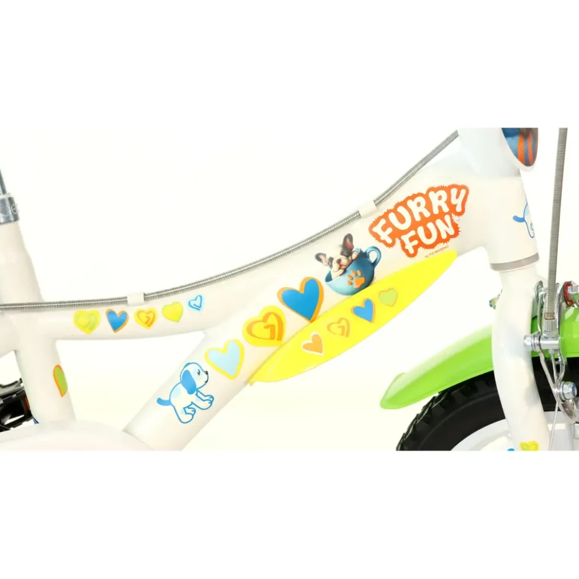 Bicicletta Rotelle per Bambini 16" Furry Fun Bianco Porta Borraccia