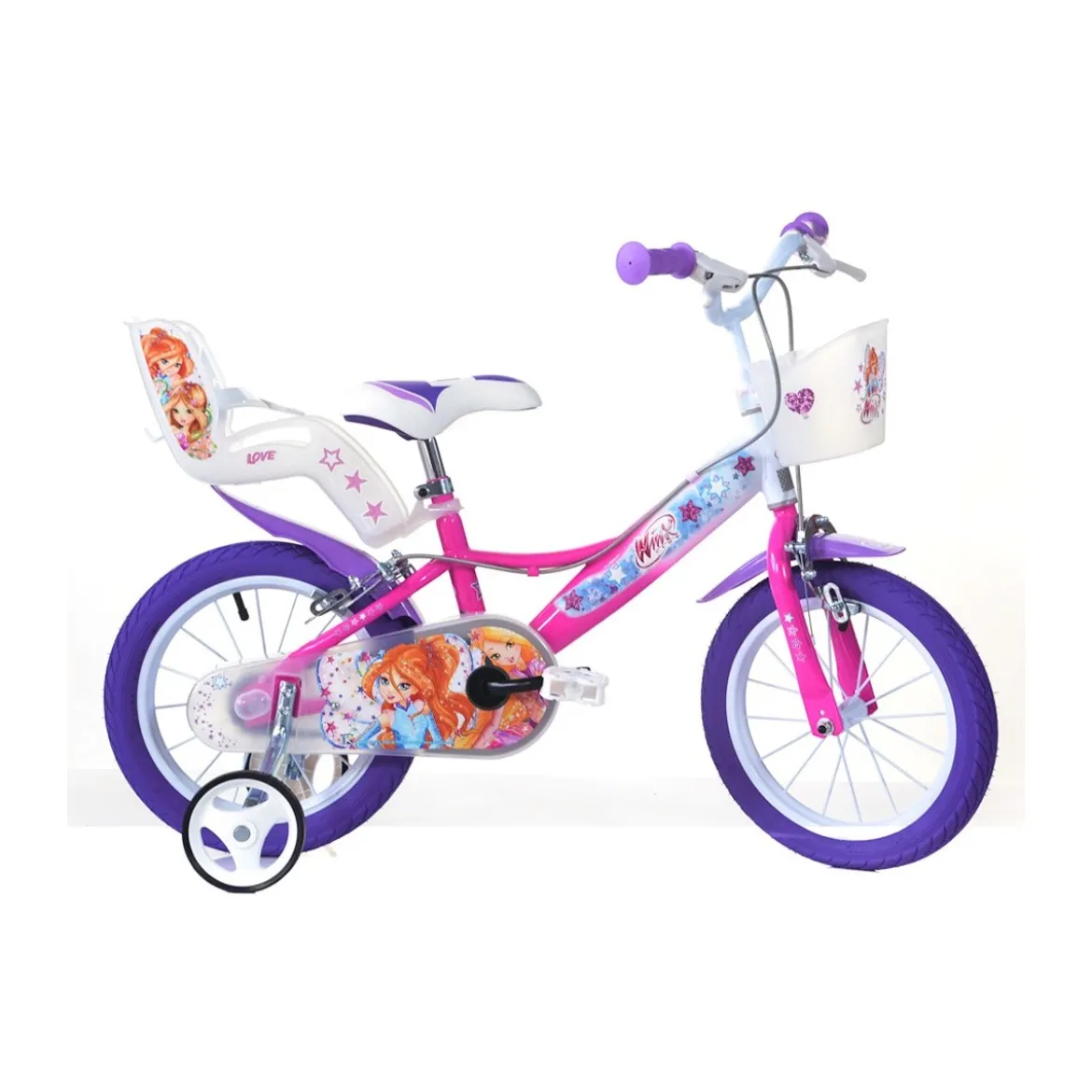 Bicicletta Winx 16 Pollici Bici Bimba 4 5 6 7 Parafanghi Cestino Rotelle Bambina