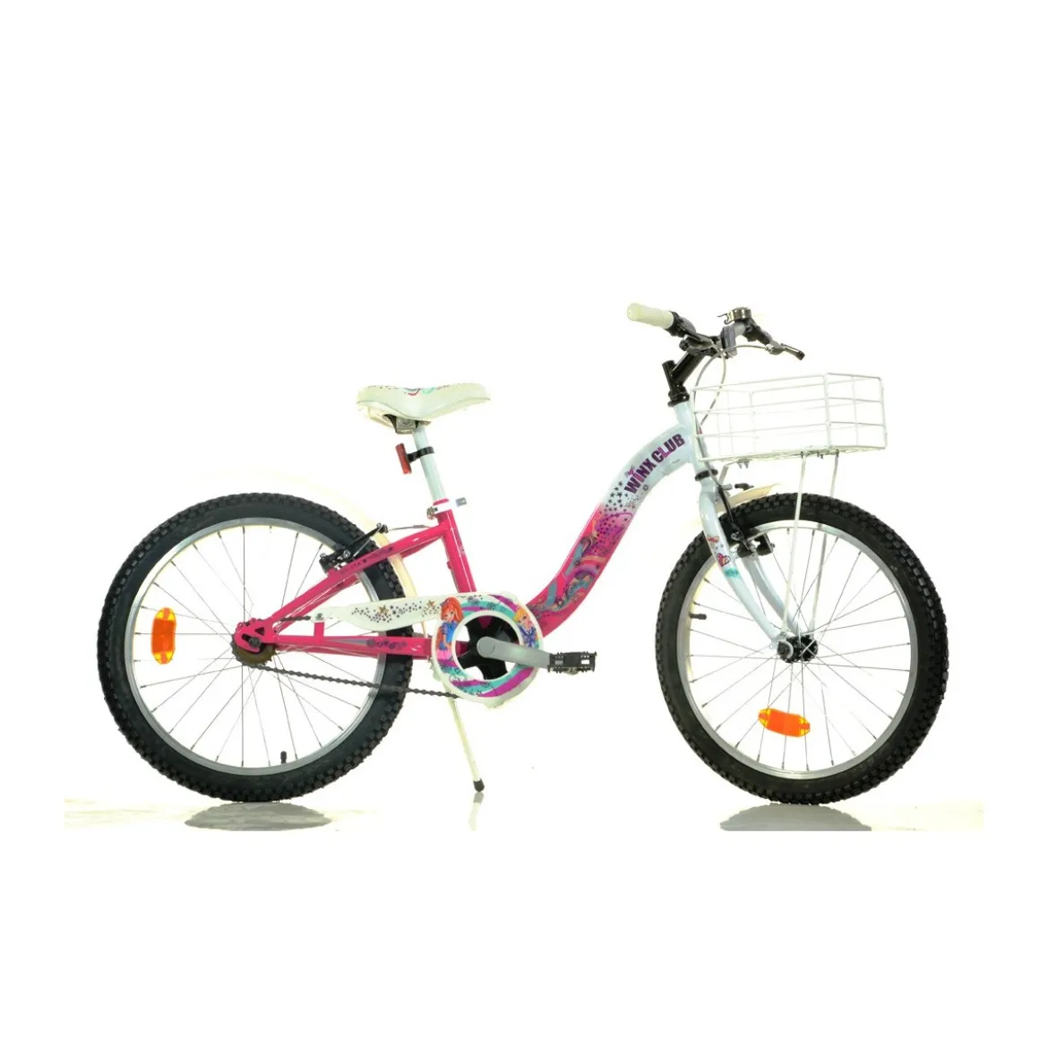 Bicicletta Winx 20" Rosa per Bambini con Cavalletto Cestino Parafanghi