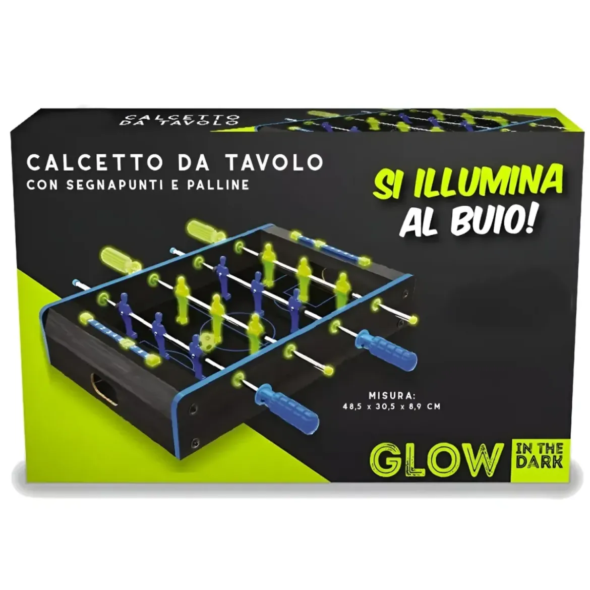 Biliardino da Tavolo con Palline Fluo Mini Calcetto Calciobalilla