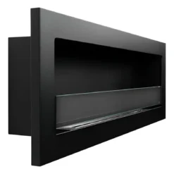 Biocamino da Incasso 1,25L 120x40 cm Nero 3kW con Vetro Fiamma Reale