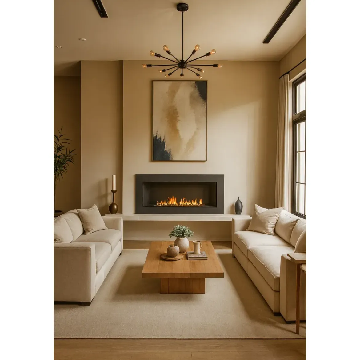 Biocamino da Incasso 1,25L 120x40 cm Nero 3kW con Vetro Fiamma Reale