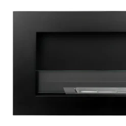 Biocamino da Parete 1,25L 120x40 cm Nero Acciaio Vetro Temperato 3kW
