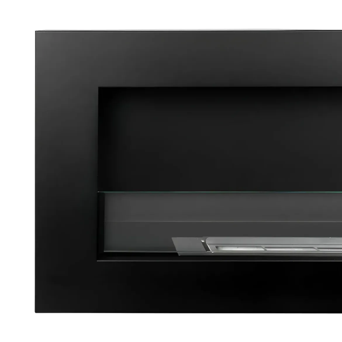 Biocamino da Parete 1,25L 120x40 cm Nero Acciaio Vetro Temperato 3kW