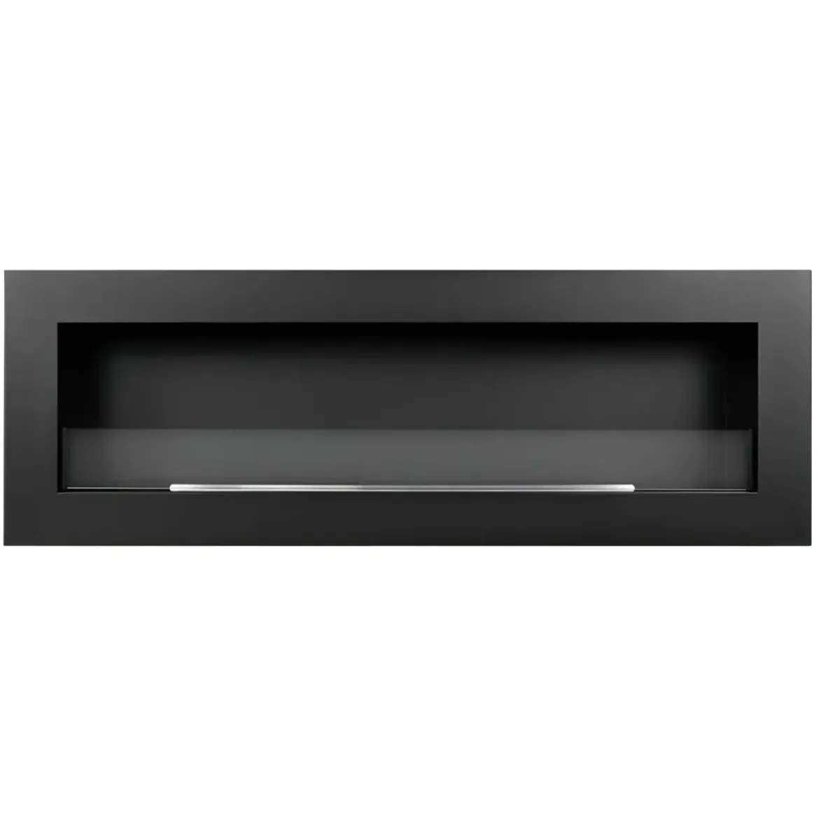 Biocamino da Parete 1,25L 120x40 cm Nero Acciaio Vetro Temperato 3kW