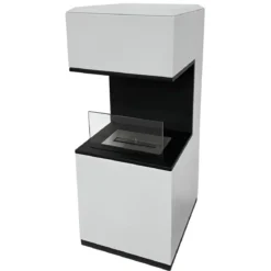 Biocamino da Pavimento con Bruciatore 1,2L Bianco 3,2kW Acciaio Inox