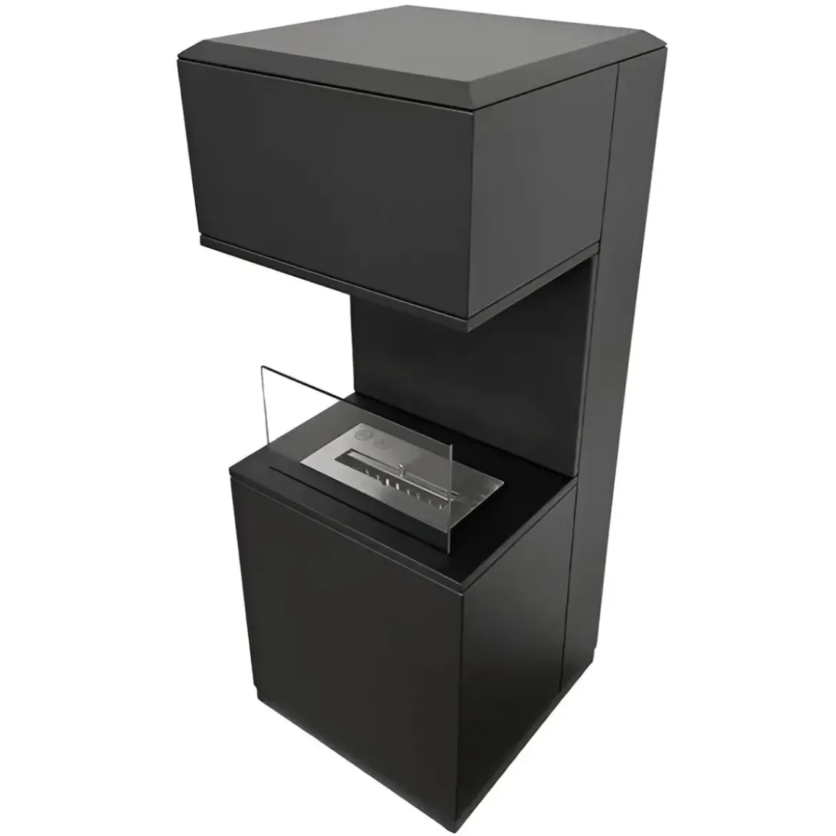 Biocamino da Pavimento con Bruciatore 1,2L Nero 3,2kW Acciaio Inox